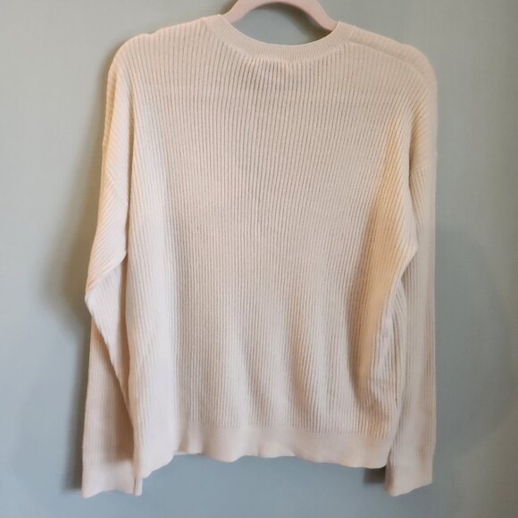 State Cashmere Sweater Women's Large Beige Ribbed Crew Neck 100% Cashmere NEW - Picture 7 of 9